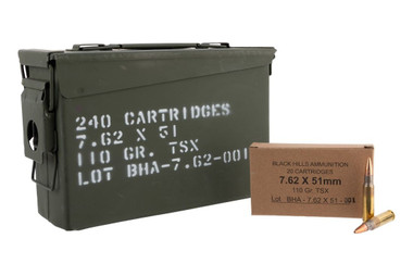 308/7.62x51mm Ammo - Black Hills Barnes Ammo In Can TSX Black Hills Barnes In Can TSX Ammo