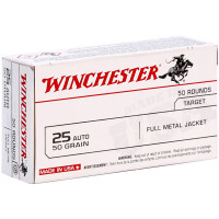 Winchester 25 ACP 50 Grain Full Metal Jacket (FMJ) Ammo