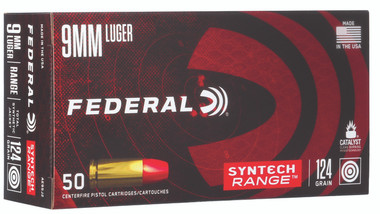 Federal Syntech Range 9mm 124 Grain TSJ (Total Synthetic Jacket) Flat Nose Ammo