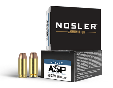 Nosler ASP 40 S&W 150 Grain Jacketed Hollow Point (JHP) Ammo