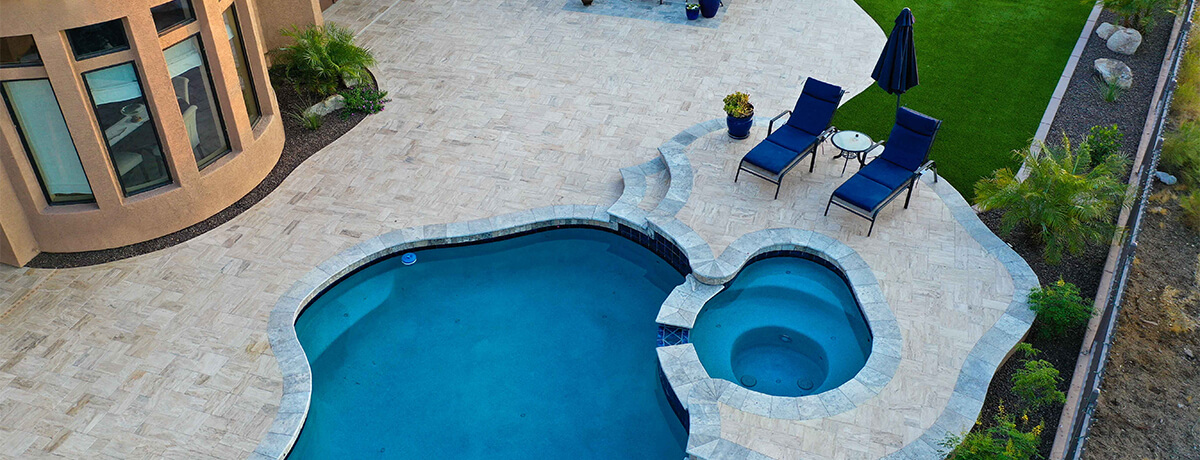 travertine pool and patio