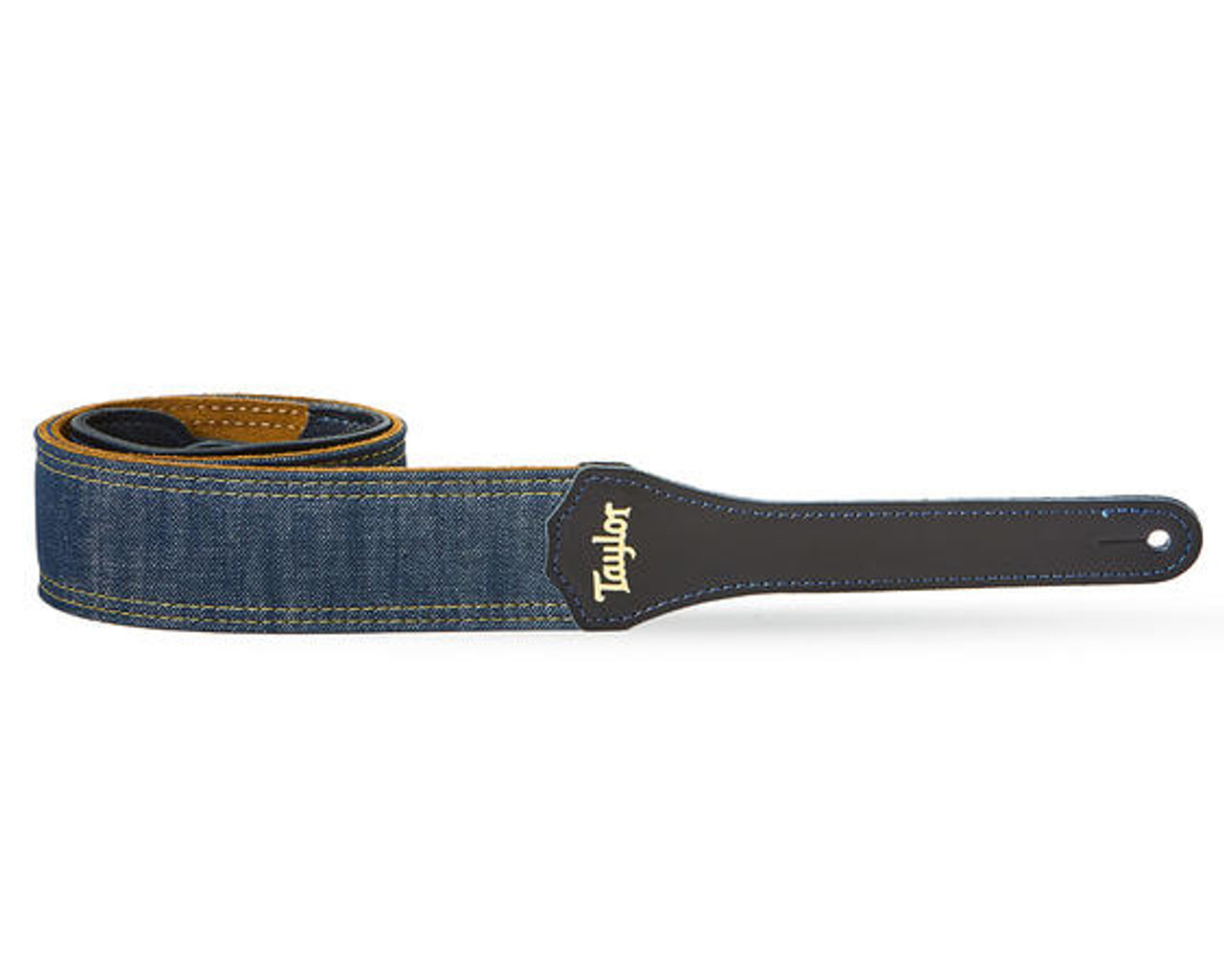 Taylor 2 Blue Denim & Gold Logo Guitar Strap