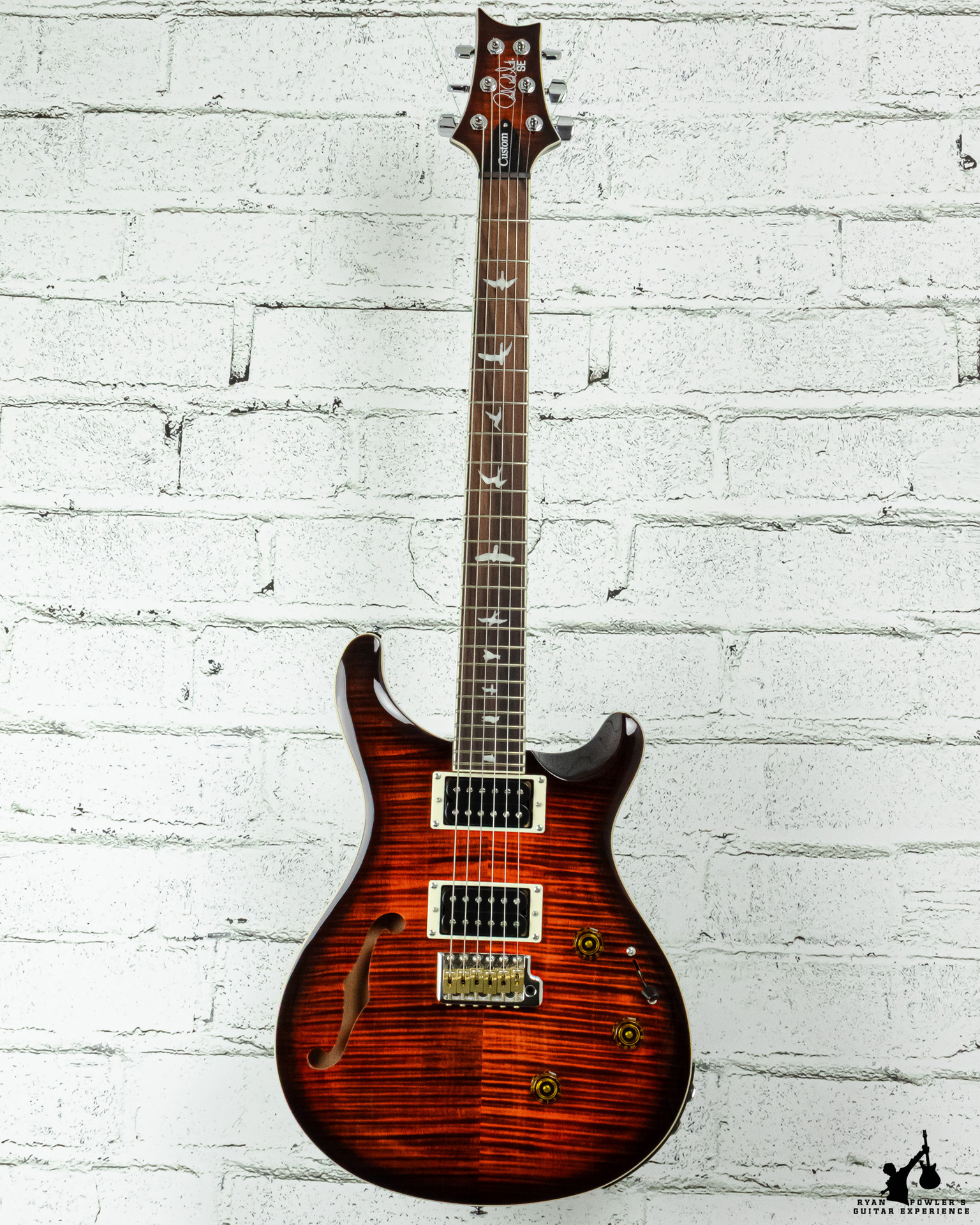 PRS SE Custom 24 Semi-Hollow Piezo Orange Tiger Smokeburst w/ Bag
