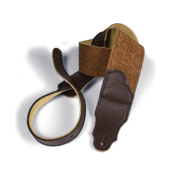 Franklin Straps FSSE-BK-BK 2.5" Embossed Suede/Glove Leather EndTab/Caramel/Choc End