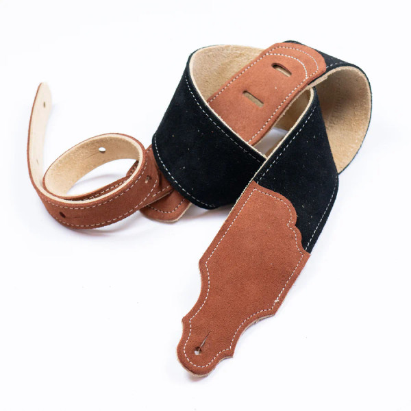 Franklin Straps FSS2-BK-RU 2.5" Black Sedona Suede/Natural Stitching/Rust End Tabs