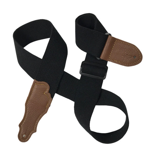 Franklin Straps 1-BK-CA 2'' Cotton Stich Two-Ply Glove Leather Ends/Black/Caramel End