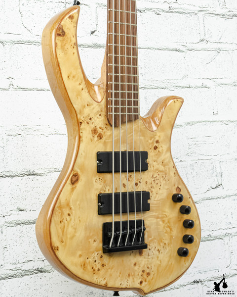 Flyoung 5 String Neck Through Body Electric Bass Guitar with Burl Maple Veneer
