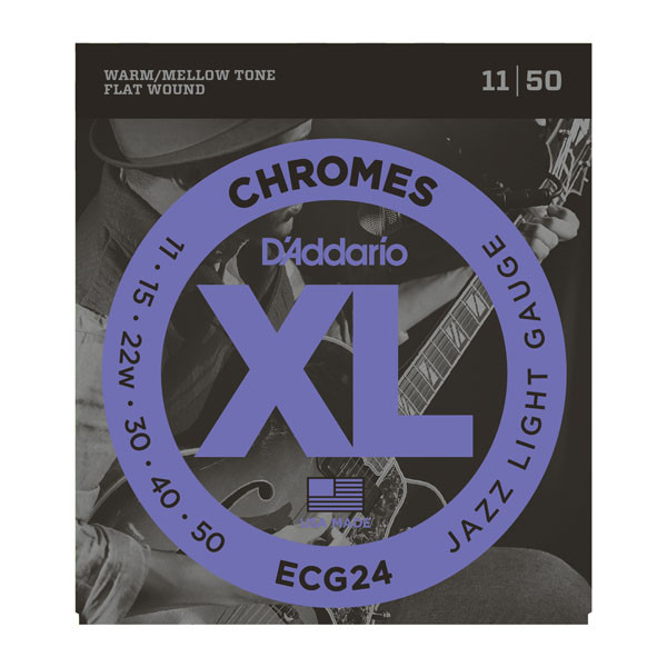 D'Addario ECG24 Chromes 11-50 Flatwound Electric Light Gauge