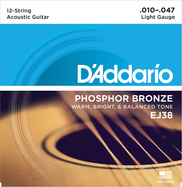 D’Addario EJ38 Acoustic 12 String 10-47 Phospher Bronze