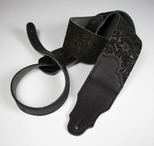Franklin Straps FSSE-BK-BK 2.5" Embossed Suede/Glove Leather EndTab/Black/Black End