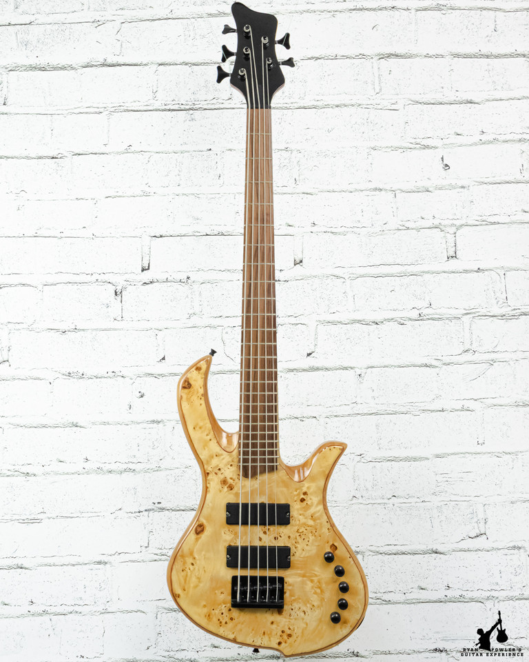 Flyoung 5 String Neck Through Body Electric Bass Guitar with Burl Maple Veneer