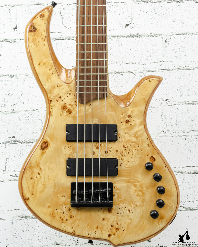 Flyoung 5 String Neck Through Body Electric Bass Guitar with Burl Maple Veneer