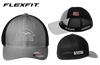 AQD-C812-HTR-GRY-BLK-EMB: Flexfit Heather Grey/Black Mesh Back Cap