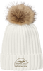 AQD-C990-MMELO-EMB: Embroidered Marshmallow Faux Fur Pom Beanie