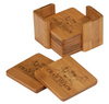 CST011 - 3 3/4" x 3 3/4" Bamboo Square 6-Coaster Set with Holder