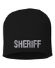 Black knit cap 8 inch with Sheriff in Tear Drop Thread