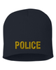 Navy knit cap 8 inch with Police in Marine Gold Thread