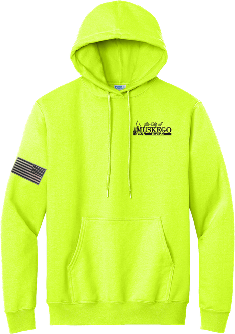 MSK-DPW-PC90H-SG-SCR: Safety Green Hooded Pullover