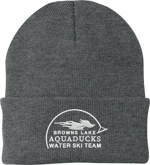 AQD-CP90-ATH-HTR-EMB: Embroidered Athletic Heather Knit Cap 12in