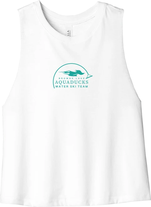 AQD-BC6682-WHT-SCR: White Women’s Racerback Cropped Tank
