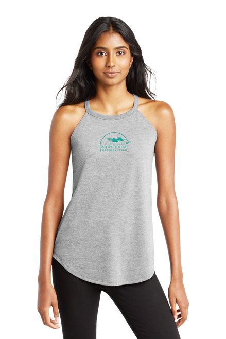 AQD-DT137L-GRY-SCR: Women's Grey Frost Perfect Tri Rocker Tank