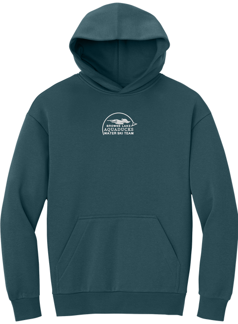 AQD-DT6150-EMB-CYN: Deep Cyan Heavyweight Fleece Hoodie