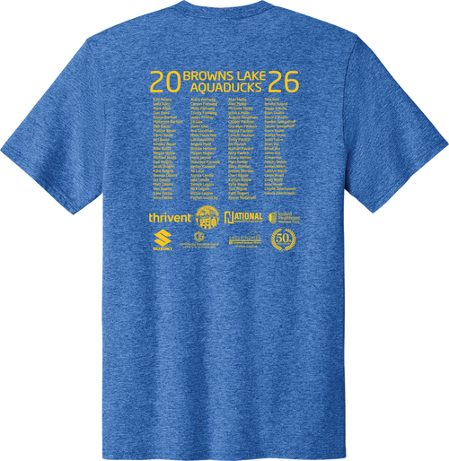 AQD-PC43-RYLHTR-CD-SCR: Royal Heather "Classic Duck" with Back Roster Tee