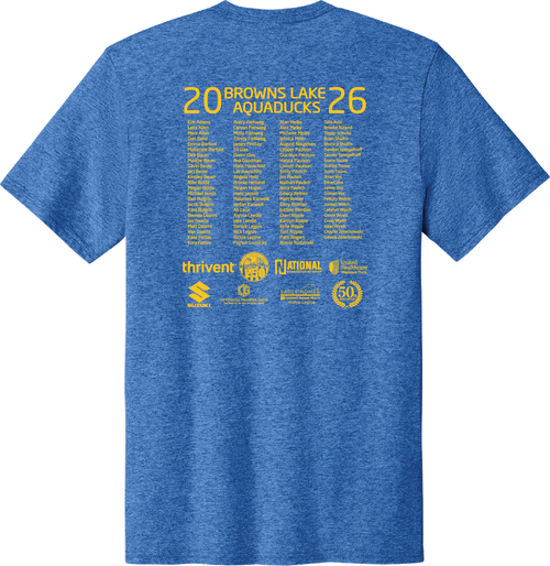 AQD-PC43Y-RYLHTR-CD-SCR: Youth Royal Heather "Classic Duck" with Back Roster Tee