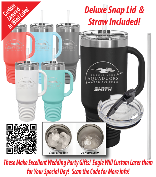 AQD-LTM74-LSR: 40 oz. Travel Mug with Snap Lid & Straw