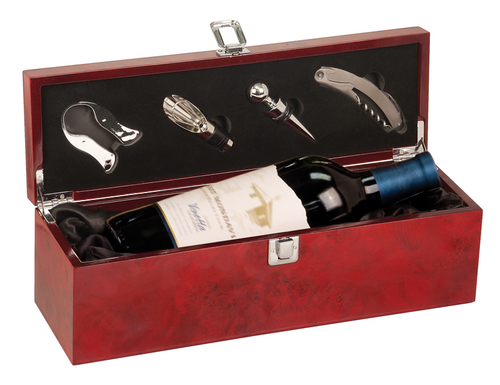WBX15 - Burlwood High Gloss Finish Single Wine Box with Tools