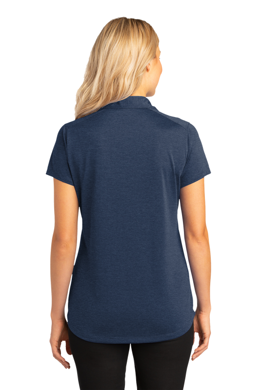 AQD-L574-EMB-BT-OPS: (Boat OPS Only) Ladies Digi Navy Heather Performance Polo 