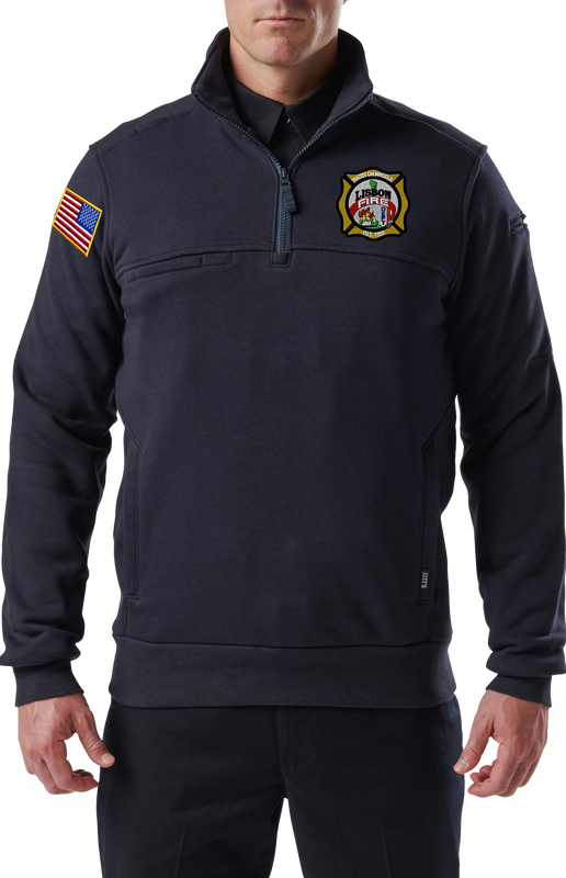 LFD-72537-720-EMB:  Fire Navy(720) Water-Repellent Job Shirt 2.0 Qtr. Zip w/Soft Collar