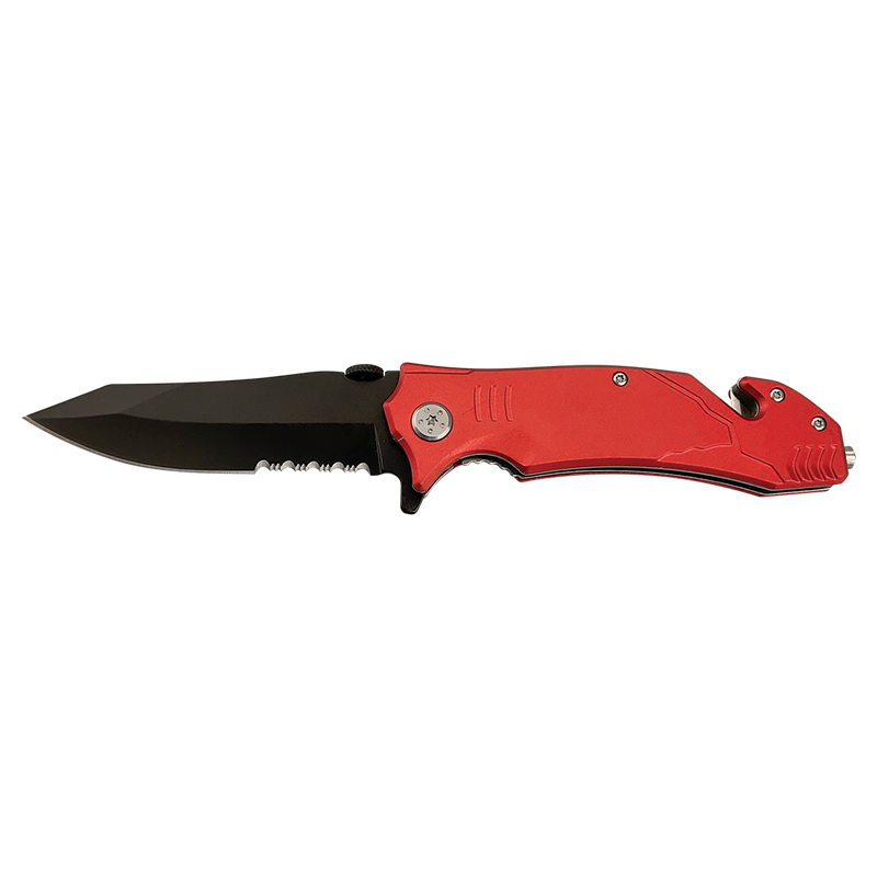 KNF-BR003-RED-LSR: Red 4.5in Rescue Knife