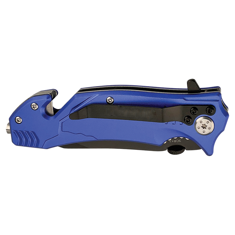 KNF-BR002-RBL-LSR: Royal Blue 4.5in Rescue Knife