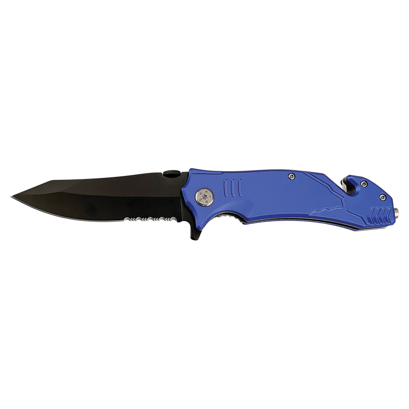 KNF-BR002-RBL-LSR: Royal Blue 4.5in Rescue Knife