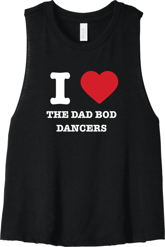 AQD-BC6682-BLK-SCR: Black "Dad Bod" Women’s Racerback Cropped Tank