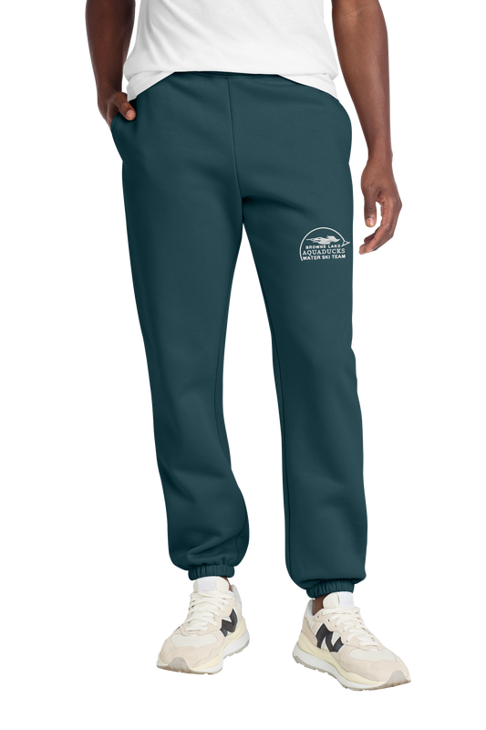 AQD-DT6162-EMB-CYN: Deep Cyan Heavyweight Fleece Sweatpant