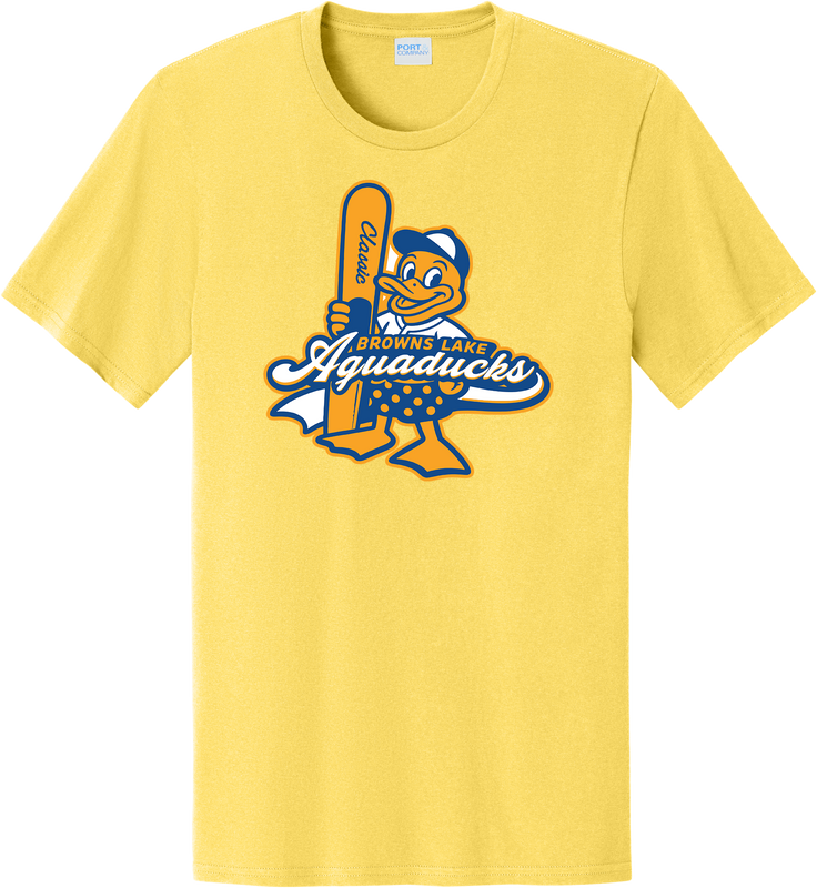 AQD-PC43-YLW-CD-SCR: Yellow "Classic Duck" with Back Roster Tee