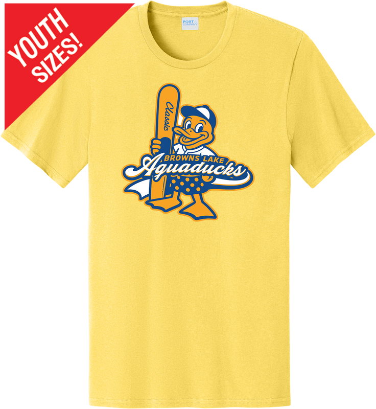 AQD-PC43Y-YLW-CD-SCR: Youth Yellow "Classic Duck" with Back Roster Tee