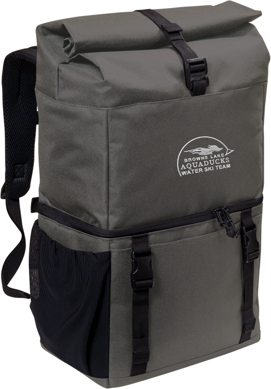 AQD-BG501-CHR-EMB: Embroidered Charcoal 18-Can Backpack Cooler