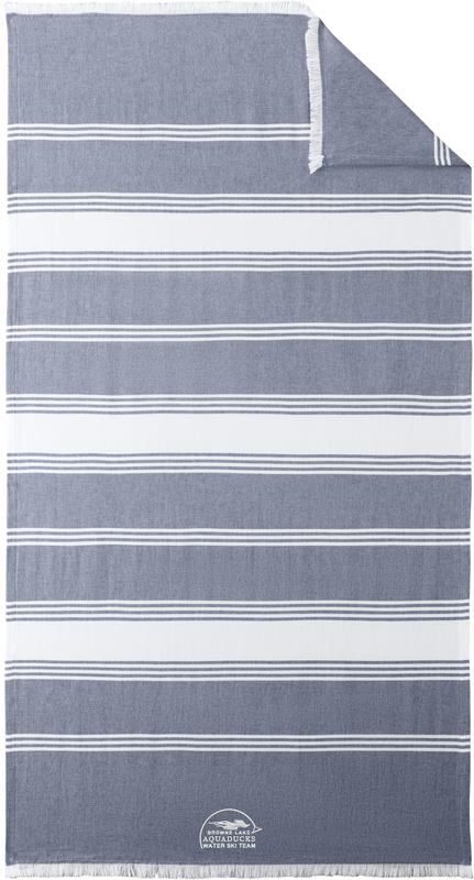 AQD-BP91-NVYWH-EMB: River Blue Navy and White Beach Throw