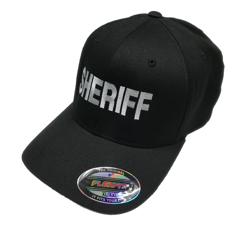 "Sheriff" in Teardrop Grey on Black