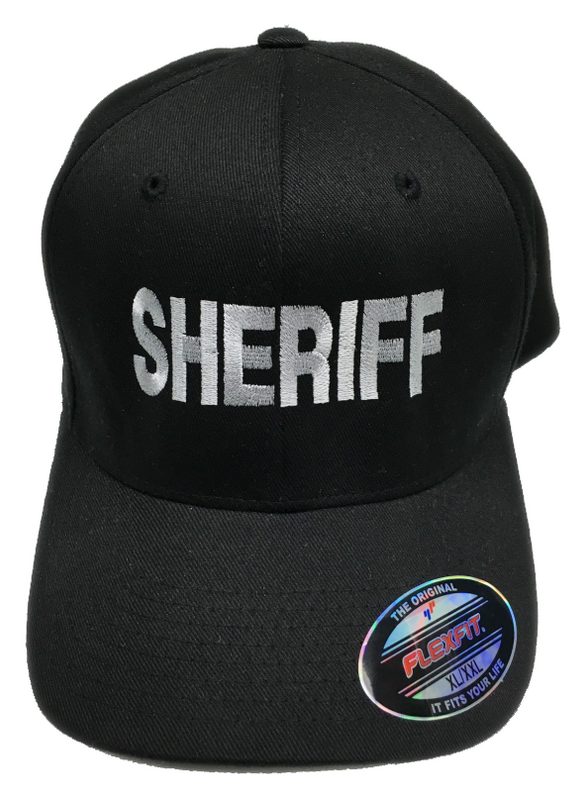 "Sheriff" in Teardrop Grey on Black