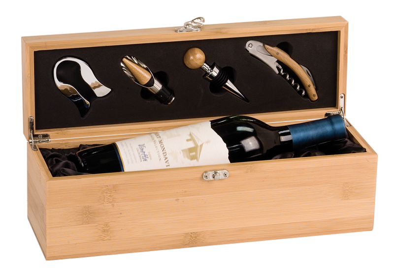 WBX31 - Bamboo Single Wine Box with Tools