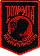 PTCH-POW-BlkRed-2.5-3.5: POW-MIA 2.5"x3.5" Black w/Red Letters