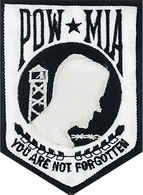 PTCH-POW-WhBlk-2.5-3.5: POW-MIA 2.5"x3.5" White w/Black Letters