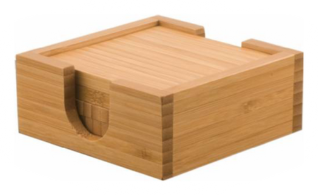 CST01 - 4 x 4 Bamboo Square 4-Coaster Set with Holder