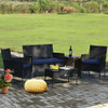 Rattan 4-Piece Patio Furniture with Glass Top Table product image