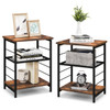 3-Tier Industrial Side Table with Adjustable Mesh Shelf (Set of 2) product image
