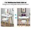 Wooden Vanity Table with Flip-Top Mirror and Cushioned Stool product image